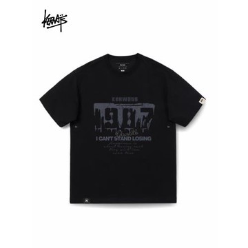 KERWATS可維斯品牌大碼男女情侶無性別數字印花運動落肩短袖T恤