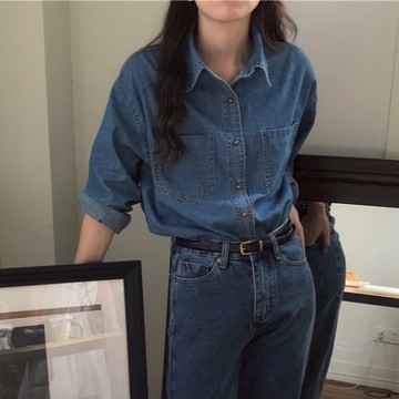 牛仔長袖襯衫 牛仔襯衫 牛仔外套 長袖上衣 外薄款牛仔外套 長袖襯衫 單寧外套 丹寧襯衫 女襯衫 單寧牛仔開衫