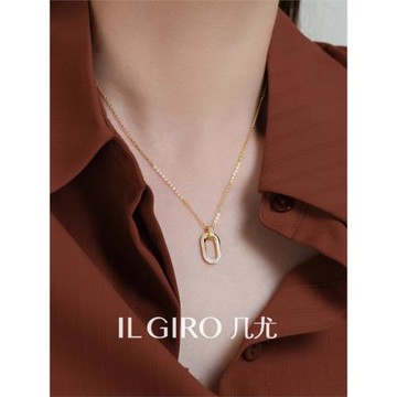 ILGIRO 幾尤環形個性純銀項鏈女氣質優雅幾何原創設計ins鎖骨鏈