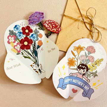 【母親節】刺繡康乃馨花束 | 別針