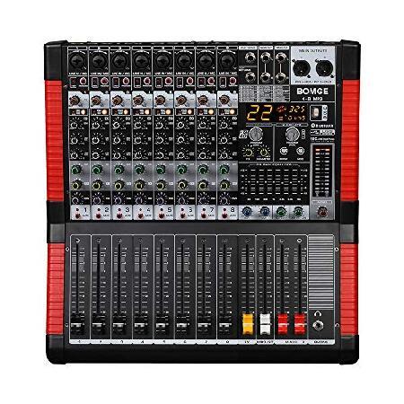 BOMGE X-8 Professional Channel Audio Mixer Sound Board Mixing Console Mic Line Input Interface USB MP3 Bluetooth Input 48V Phantom Power 24 FX DSP