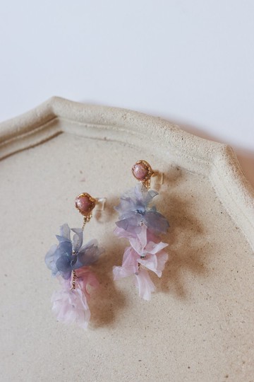 串串 手工手染紗花耳環 新娘飾品