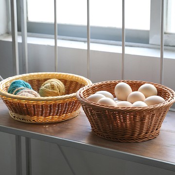 家好點 仿藤編果盤果籃 客廳干果糖果盤桌面水果筐茶幾收納籃圓形