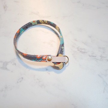 貓 項圈  咖啡色 花與小黃雀 附鈴鐺 可加購吊牌