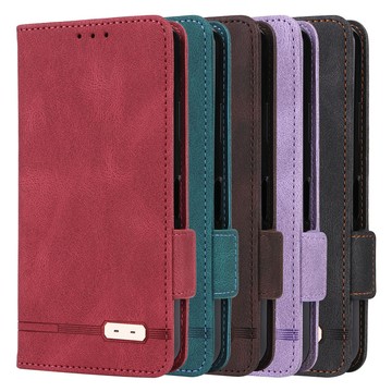 日本書本式防摔殼套 適用 sharp 夏普Wish3手機套翻蓋wish3多卡槽五金磁吸扣商務簡約對吸皮套