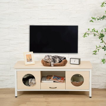 Doaa-PETS寵物家居｜DOMO寵物電視櫃 人寵共用 貓窩 貓家具 貓咪電視櫃 寵物家具 貓洞設計 雙開放式貓窩