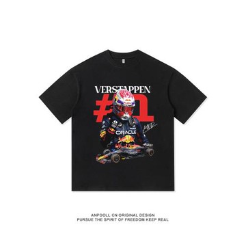 F1紅牛車隊維斯塔潘紀念比賽車服美式重磅純棉短袖T恤男裝夏寬松