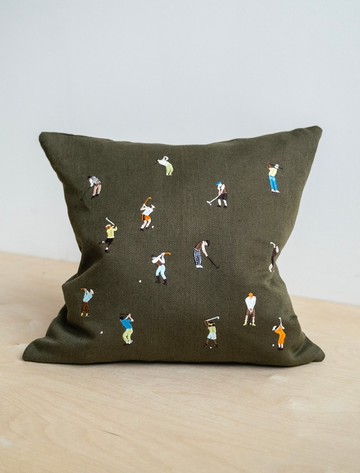 北歐設計師款 – 刺繡抱枕套 GOLFERS EMBROIDERED CUSHION COVER