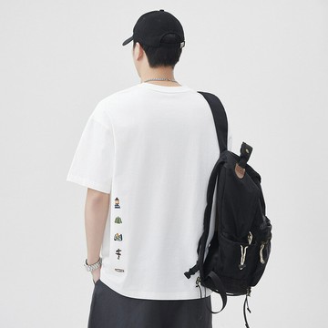 250g夏季純棉短袖T恤男款2025新款字母刺繡高級感休閑上衣批發鑫弘-衣錦男裝