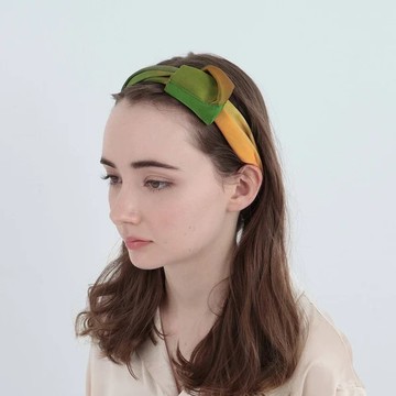 Foo Tokyo 渡假風情款 水彩紋純蠶絲髮帶 - 迷霧湖畔