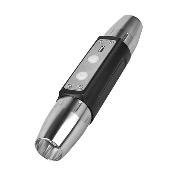 WIDE VIEW USB不銹鋼鑑寶6光源手電筒 雙分控開關 USB充電 2200mah大容量  1支