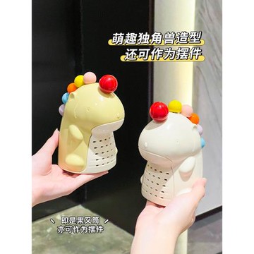 獨角獸水果叉家用不銹鋼輕奢高級感收納罐兒童安全果簽可愛小叉子