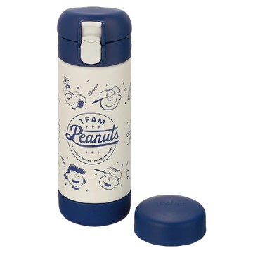 Richell 利其爾 大飲口兩用不鏽鋼杯 240ml  史努比 藍色  1個