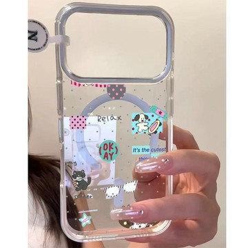 波點標簽眼鏡適用蘋果15Pm磁吸手機殼iPhone17小眾1614透明13