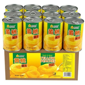 👑零食倉👑桃壹佰碭山特產新鮮水果糖水黃桃罐頭正品425g/罐