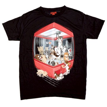 T卹，短袖，提貨箱，狗群，軟布，男女