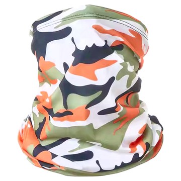 冰絲頭巾 - 迷彩亮橘 涼感材質 透氣吸汗 遮陽防曬 百變造型  24 x 48 cm  1個