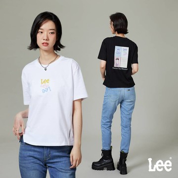 Lee 三色LOGO寬鬆短T 女 白色 黑色 LB402083