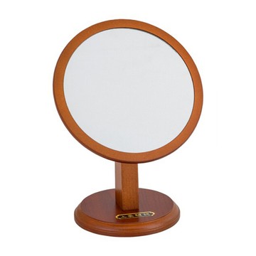 上豪明鏡 圓形桌上鏡 原木材質 6吋 360度旋轉調整鏡面  原木色