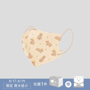 3-7歲3D透氣醫療口罩(30入) - 愜意水豚君
