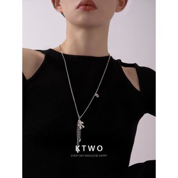 潮酷小馬鈦鋼項鏈女小眾高級設計感拼接流蘇吊墜不掉色男士鎖骨鏈