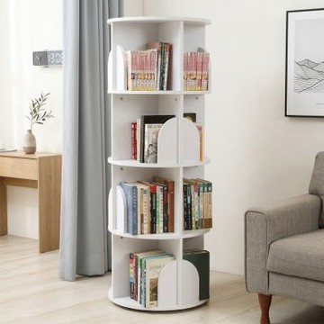 澄境 MIT低甲醛寬48cm360度旋轉四層書櫃 高129cm-3色選-櫃子/架子/書架/置物櫃/收納櫃/邊櫃/層架/展示架/雜誌架/角落架-DIY