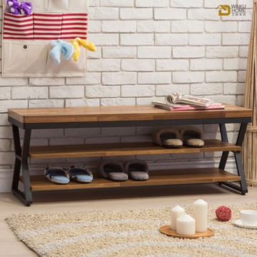 WAKUHOME 瓦酷家具 Ari工業風木心板4尺坐鞋架 寬120×深35×高44cm