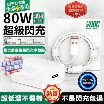 隔日達🚀適用OPPO80W充電器 原廠supervooc超級閃充協議 顯示小數點 oppo快充頭+oppo充電線套裝組合