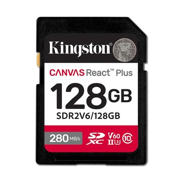 金士頓 Canvas React Plus 128G SDXC UHS-II V60 U3 記憶卡 280MB/s