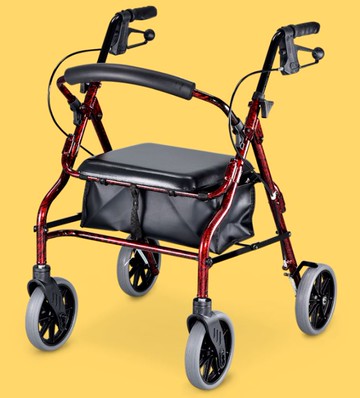 【助行車贈單手拐】光星助步車鋁製四輪V4206經典款助行車贈品隨機