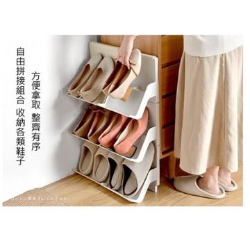 MGSHOP北歐風可加疊立式組合鞋架 置物架收納架收納鞋櫃2入