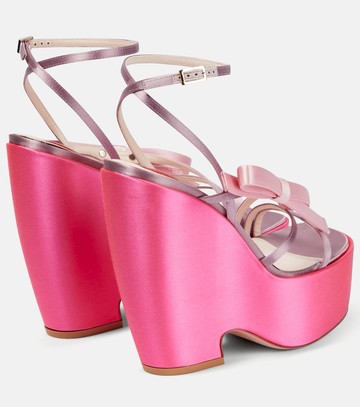 Roger Vivier Choc Bow satin wedge sandals