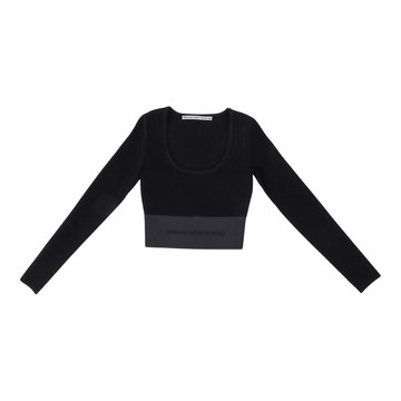 alexanderwang Logo彈力長袖短版上衣