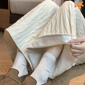 現貨️加厚加棉寬褲女秋冬季2025新款高腰顯瘦寬鬆直筒休閒九分褲裙子