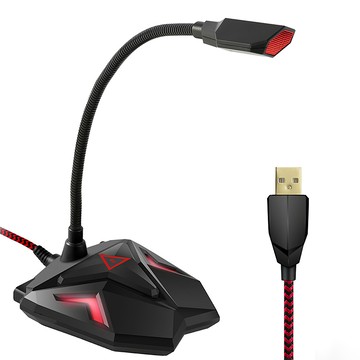 e-kit 逸奇 USB電競款編織線麥克風 獨立耳機孔  MIC-G05  黑色 + 紅色