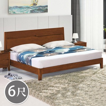 Boden-麥森6尺雙人加大胡桃色實木床架(不含床墊)