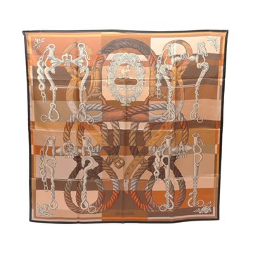 HERMES 愛馬仕 Della Cavalleria 90 方巾 棕色 絲綢 H903578S 【二手名牌BRAND OFF】