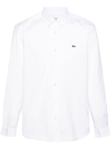 Lacoste - logo-patch cotton shirt - men - Cotton - 41 - White