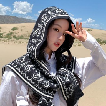 網紅針織連帽披肩女辦公室空調房護頸肩穿搭小坎肩搭襯衫時尚百搭