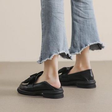 英倫風小皮鞋厚底樂福鞋大碼女鞋41一43蝴蝶結學院風jk單鞋軟底