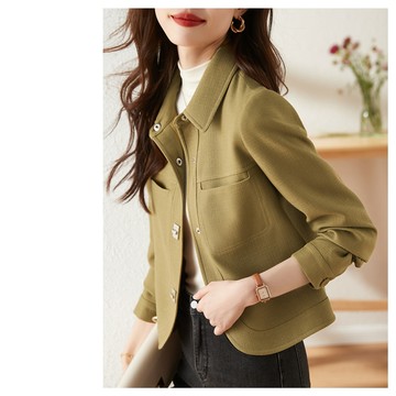 新時尚金扣短版俐落翻領小外套(外套 長袖 中大尺碼 顯瘦)