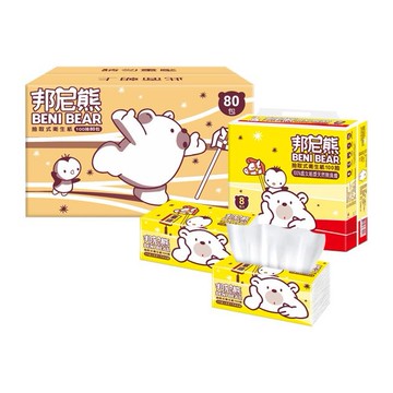 Beni Bear 邦尼熊~抽取式衛生紙(黃版)100抽x8包x10袋 ※限宅配／無貨到付款