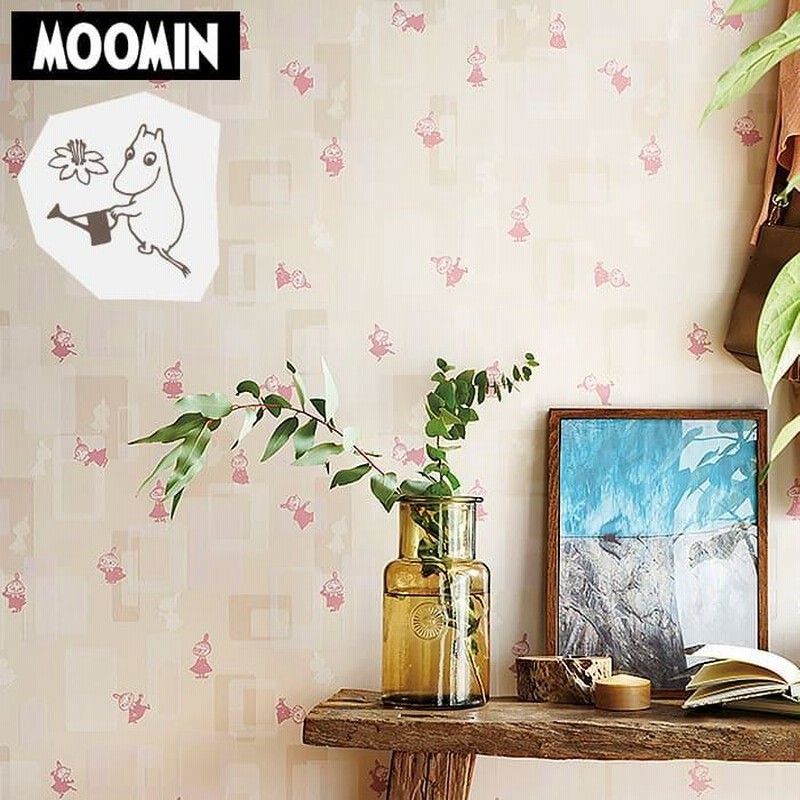 のりのリリー 壁紙 のり付き のりつき クロス 国産 ピンク 北欧 リトルミイ