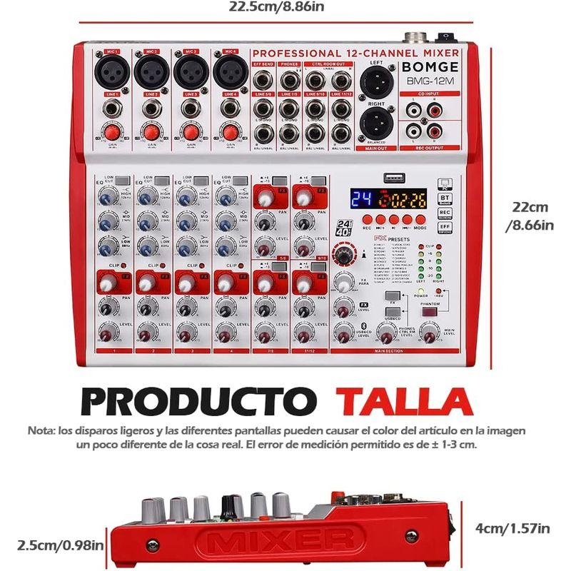 BOMGE 10 12 入力サウンド ボード ミキサー、マイク プリアンプとコンプレッサー、24DSP、ブルートゥース、48V 電源、ブリテ