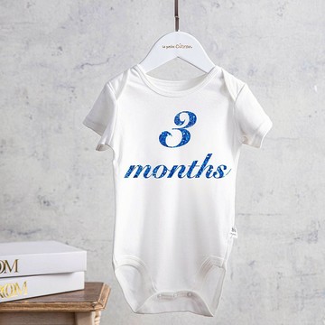 3months三週歲  寶藍燙金包屁衣 男寶專屬新生兒週歲禮 寶寶生日