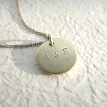 黃銅小圓牌項鍊 - 客製化刻字