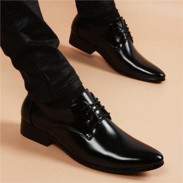 潮牌高端英倫皮鞋男韓版春秋潮流內增高商務休閑男鞋真皮尖頭婚鞋