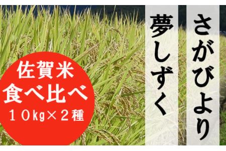 鹿島市産さがびより・夢しずく　白米２０ｋｇ（１０ｋｇ×2種）お米マイスター厳選！ D-34