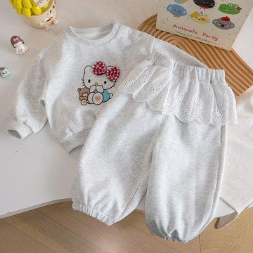 寶寶套裝2025秋裝卡通長袖衛衣花邊衛褲幼兒洋氣衣服休閑兩件套新(鑫弘-萌寶童裝)可開發票
