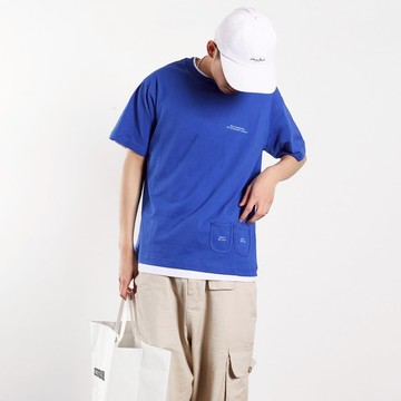 2019新款工裝小口袋簡單字母印花短袖T恤中性